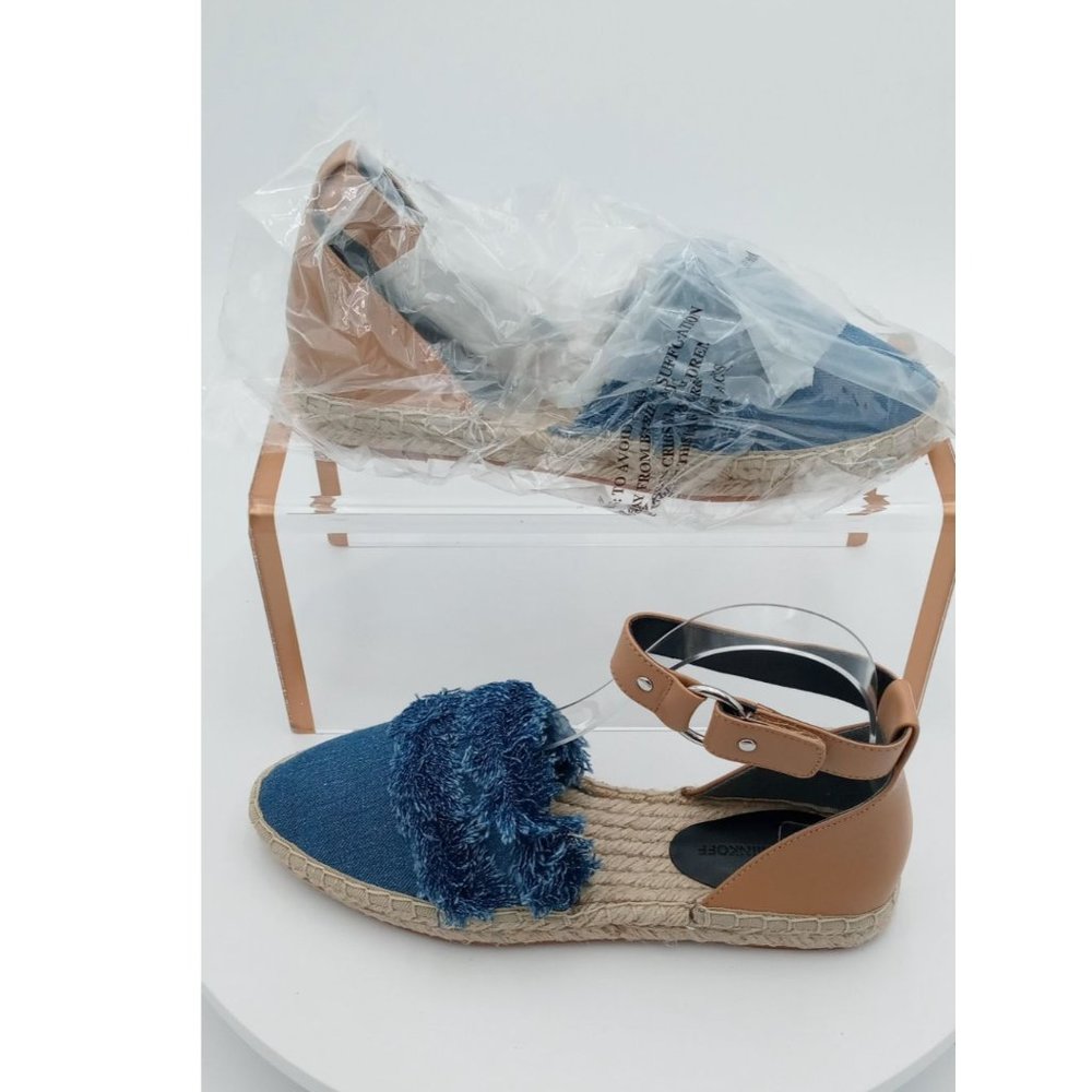Rebecca Minkoff Espadrille Flats Womens Size 7M Denim Fringe